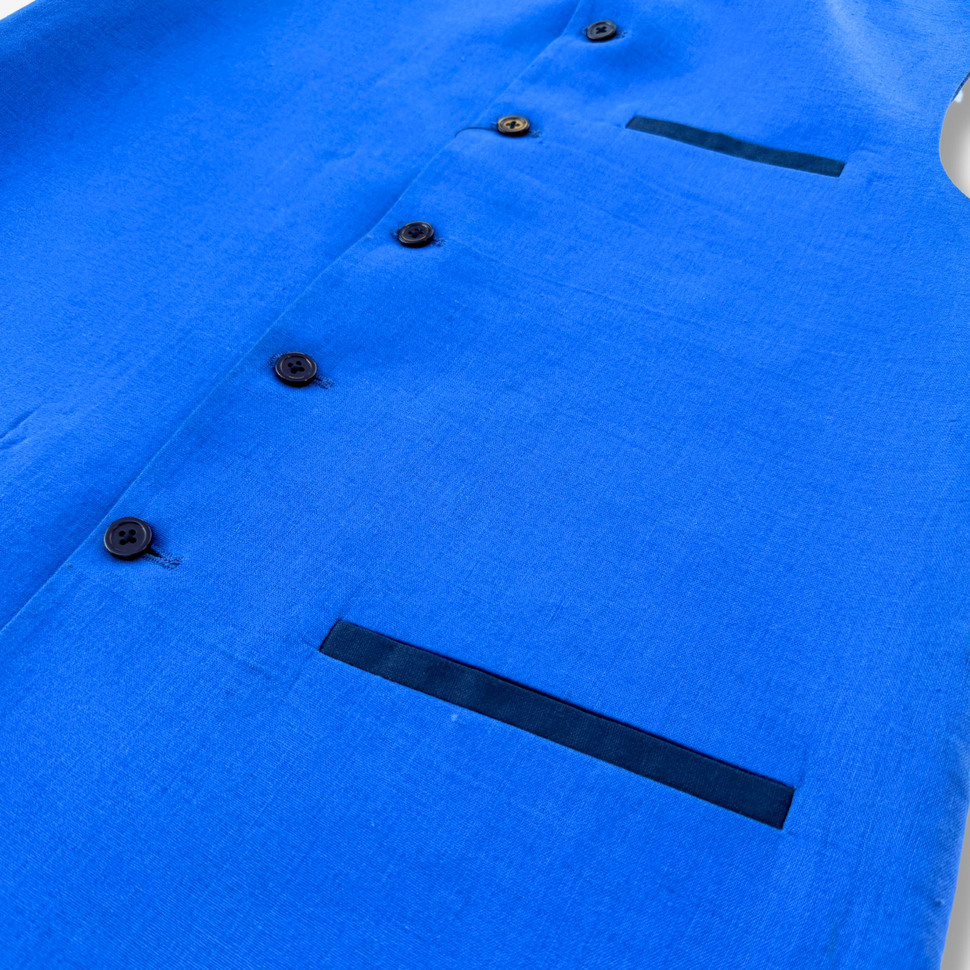 Men's Bright Blue Linen Waistcoat - 225003