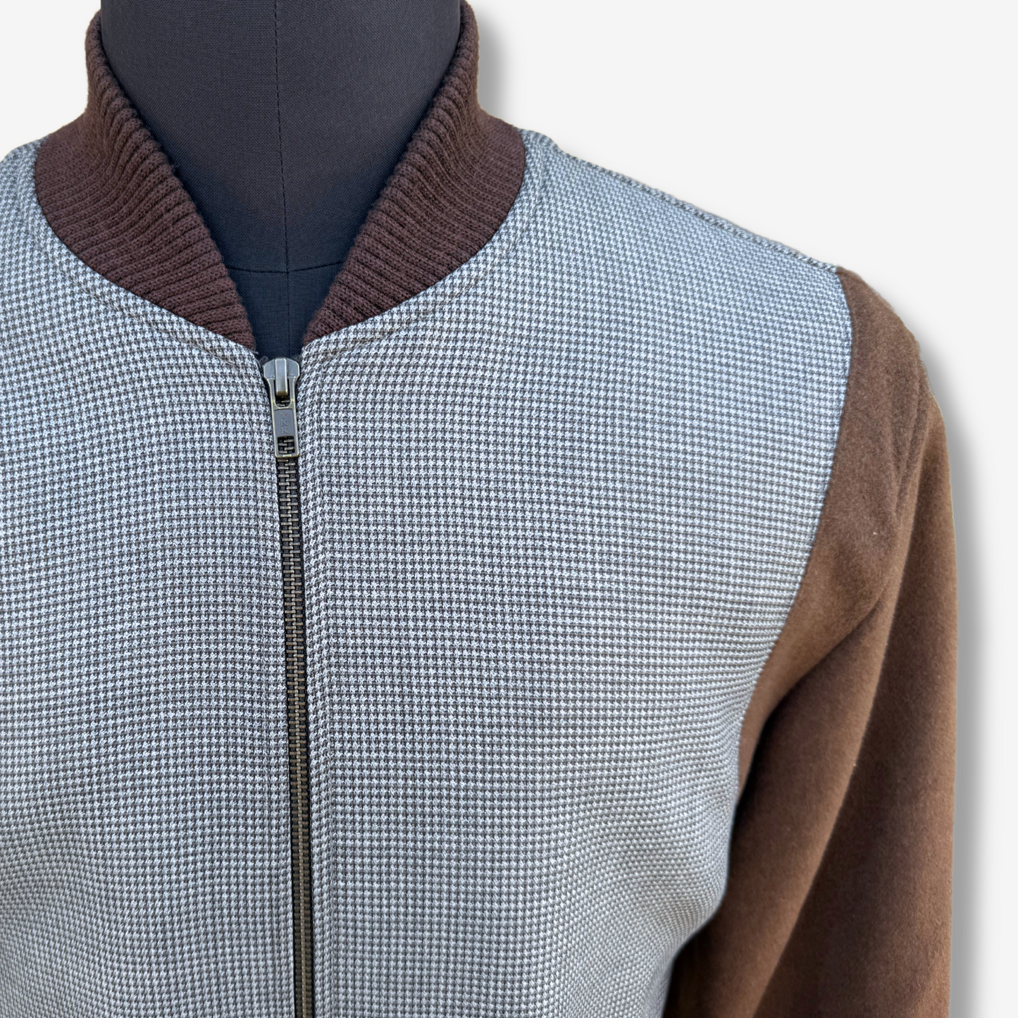Men's Brown Check Bomber Jacket - 331004