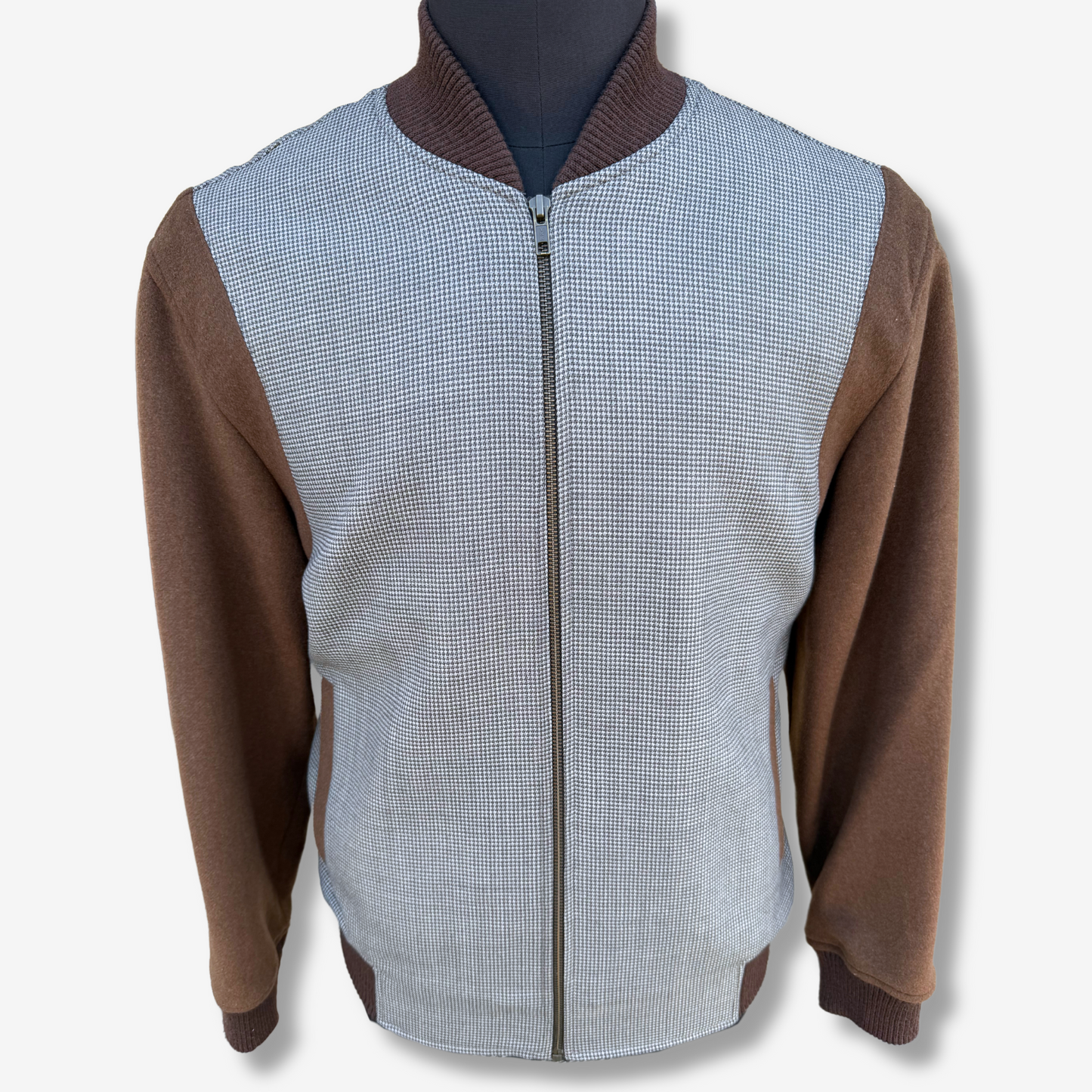 Men's Brown Check Bomber Jacket - 331004