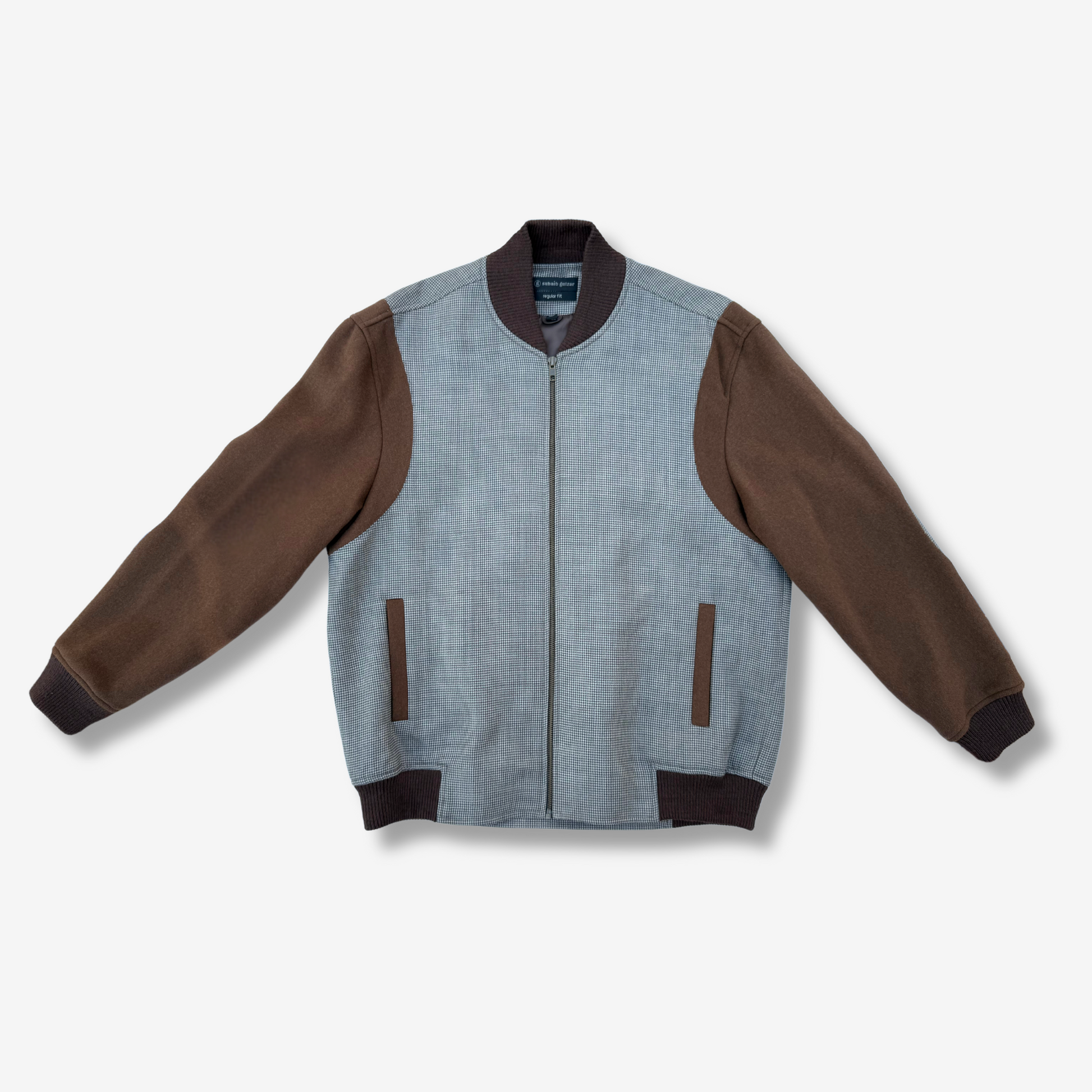 Men's Brown Check Bomber Jacket - 331004
