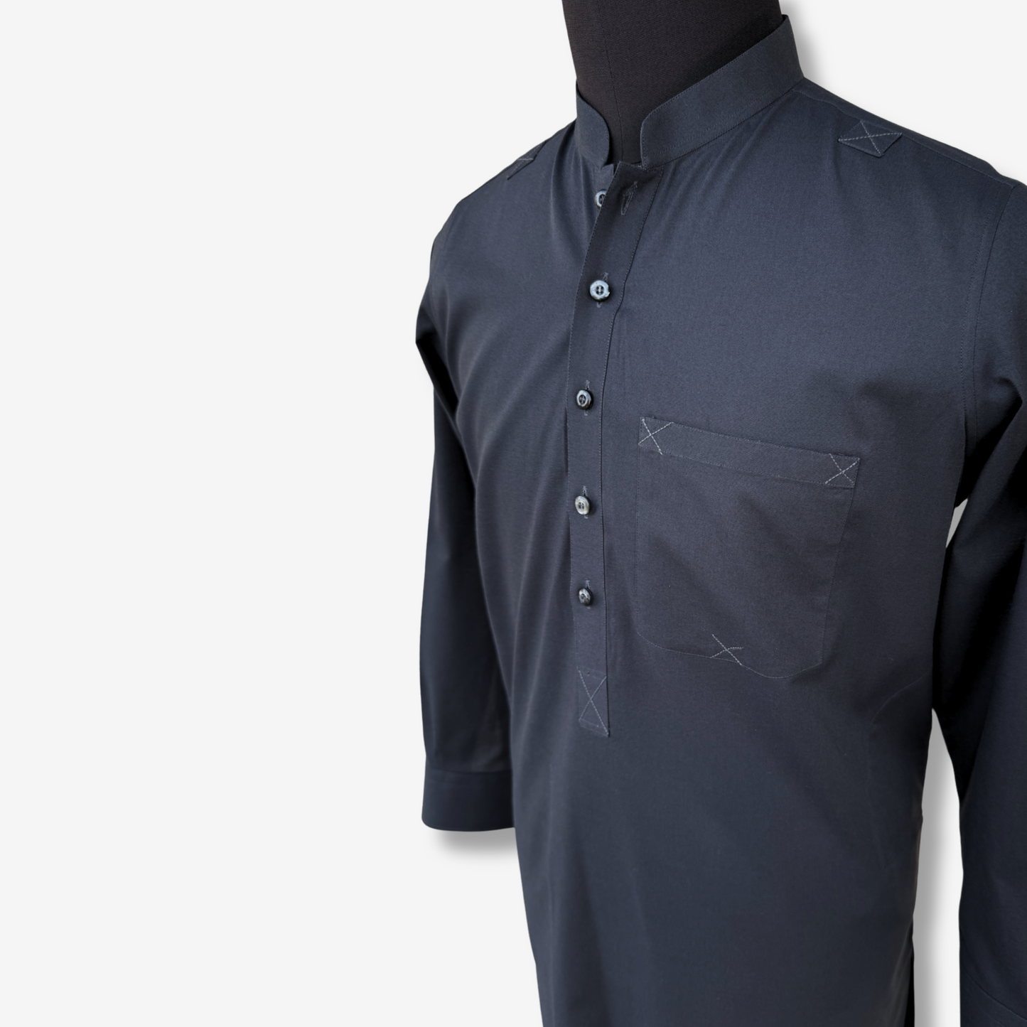 Men's Charcoal Gray Cotton Shalwar Kameez - 111009