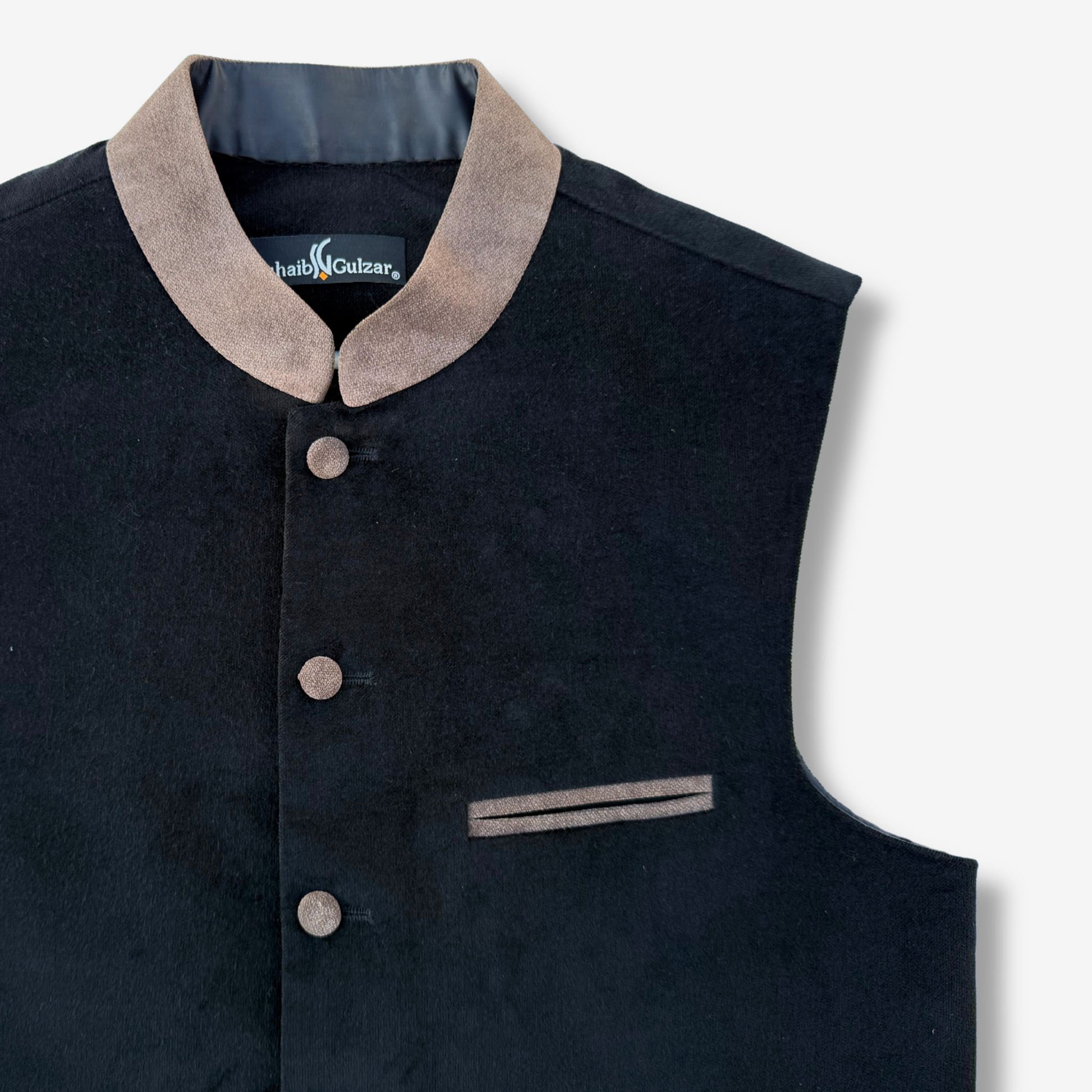 Men's Coal Black Corduroy Waistcoat - 224009