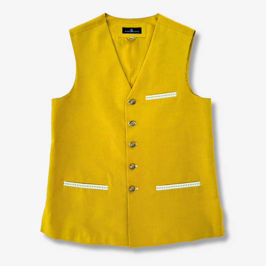 Men's Corn Yellow Irish Linen Waistcoat - 225001