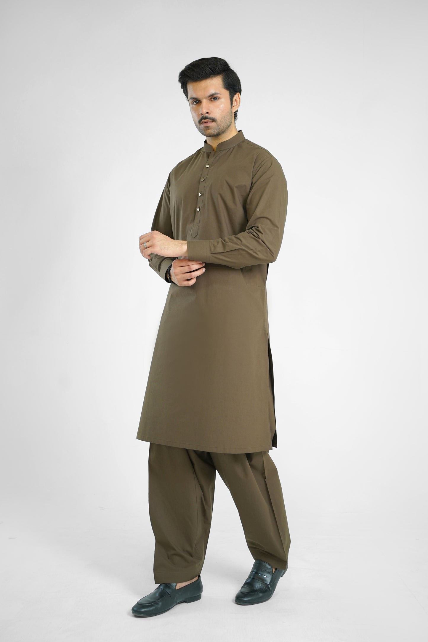 Men's Cotton Tobacco Brown Shalwar Kameez - 111020