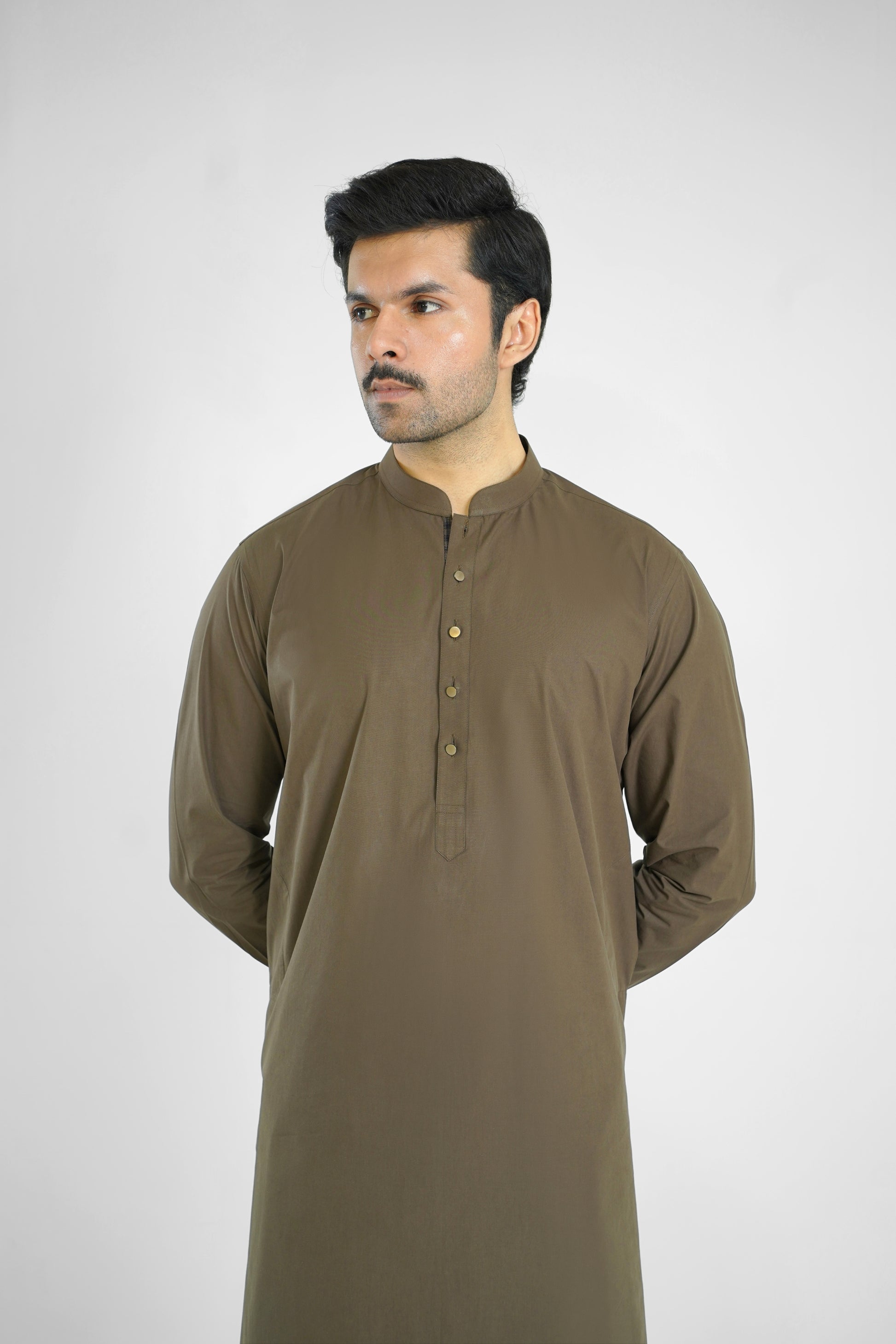 Men's Cotton Tobacco Brown Shalwar Kameez - 111020