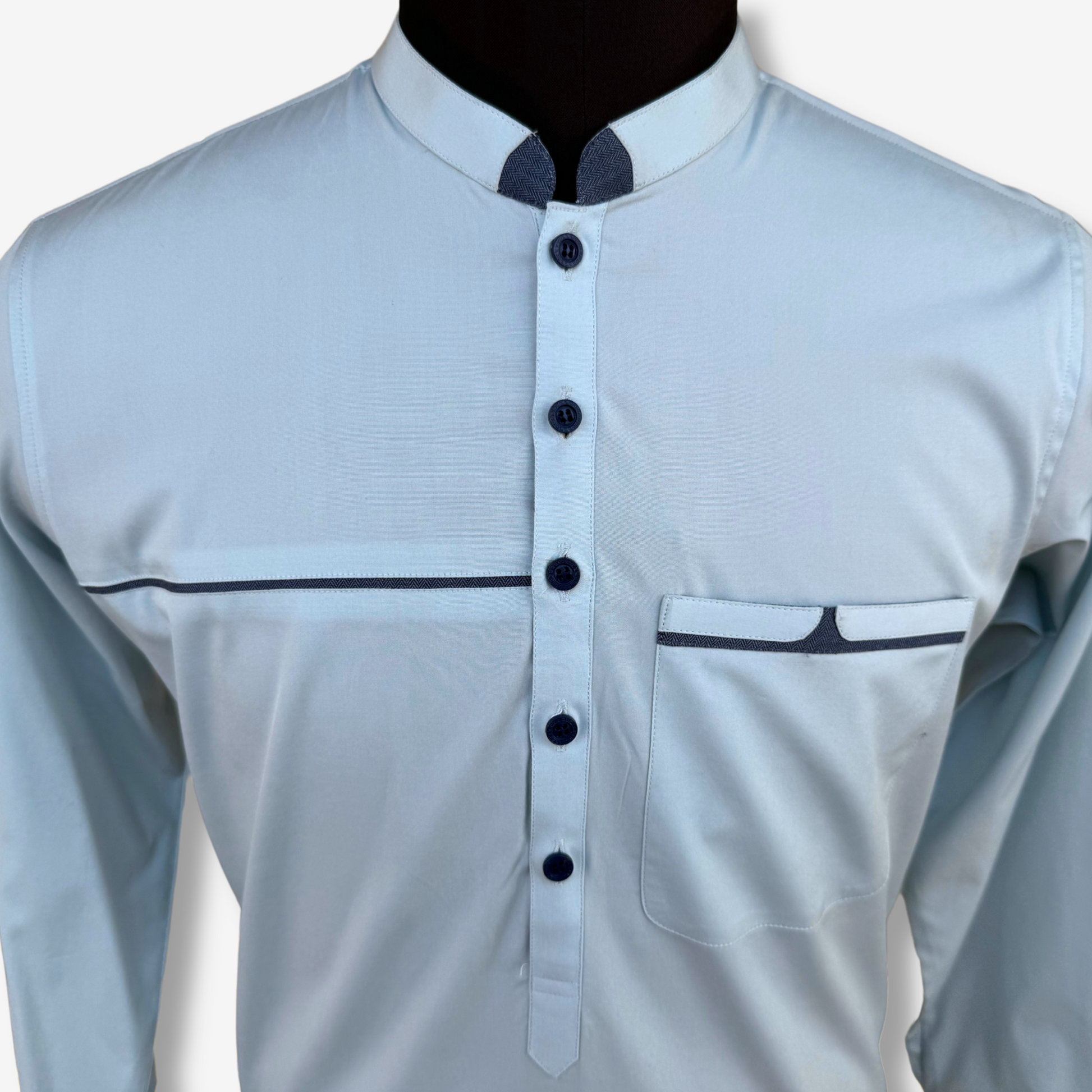 Men's Cyan Blue Cotton Shalwar Kameez - 111014