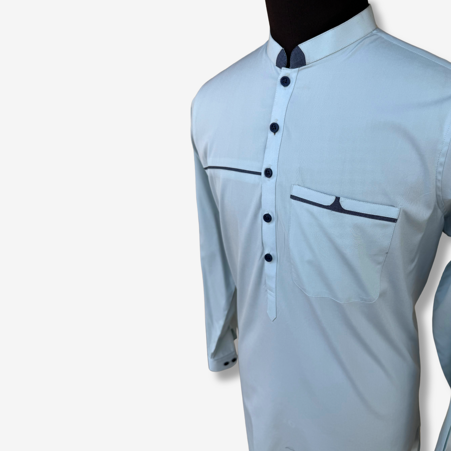 Men's Cyan Blue Cotton Shalwar Kameez - 111014
