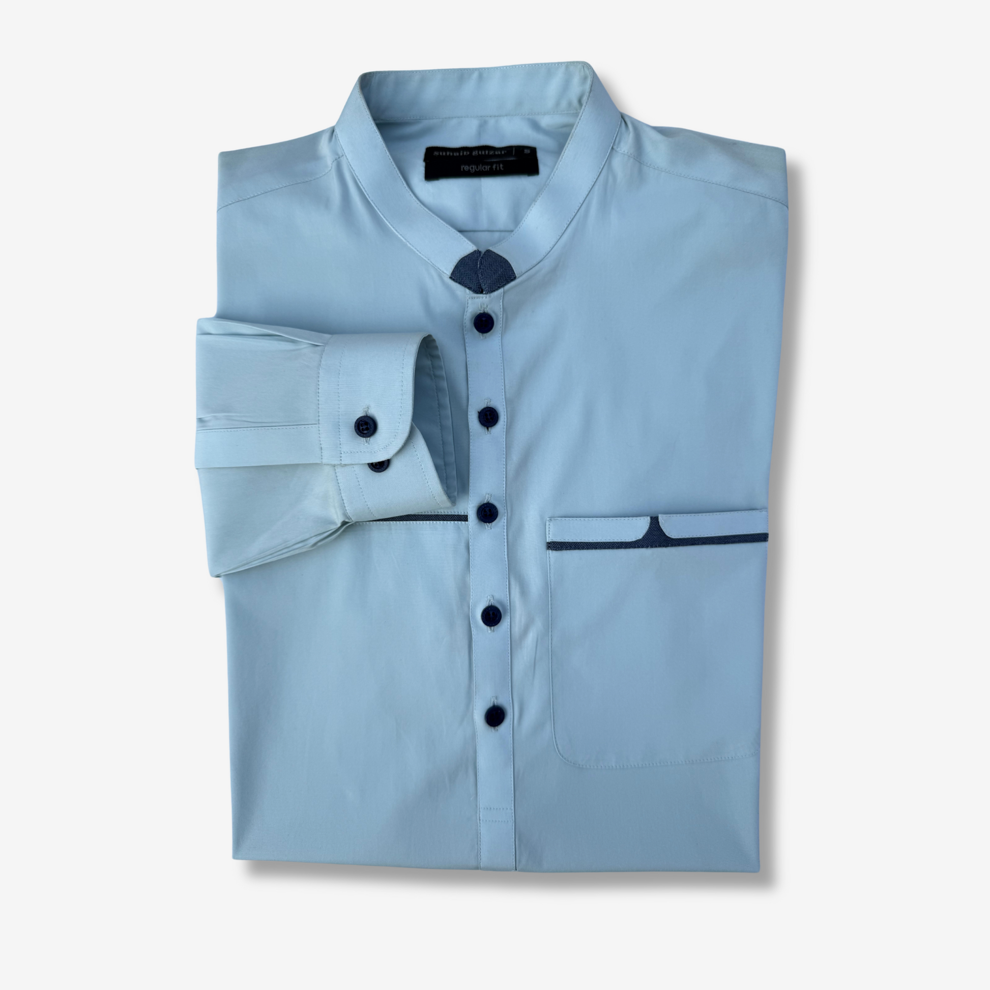 Men's Cyan Blue Cotton Shalwar Kameez - 111014