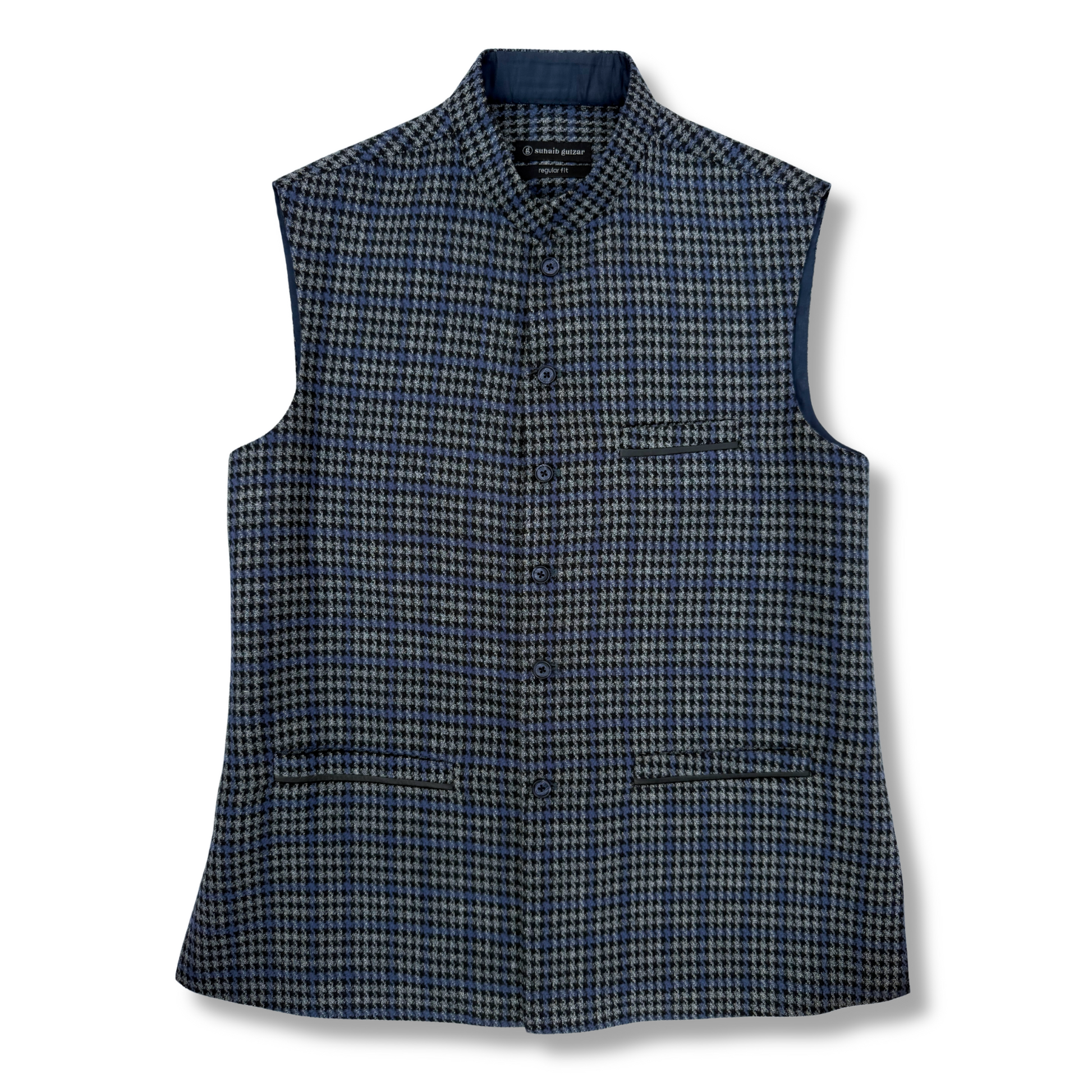 Men's Cyan Blue Wool Touch Waistcoat - 226004