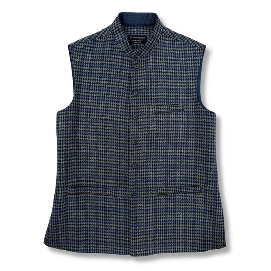 Men's Cyan Blue Wool Touch Waistcoat - 226004