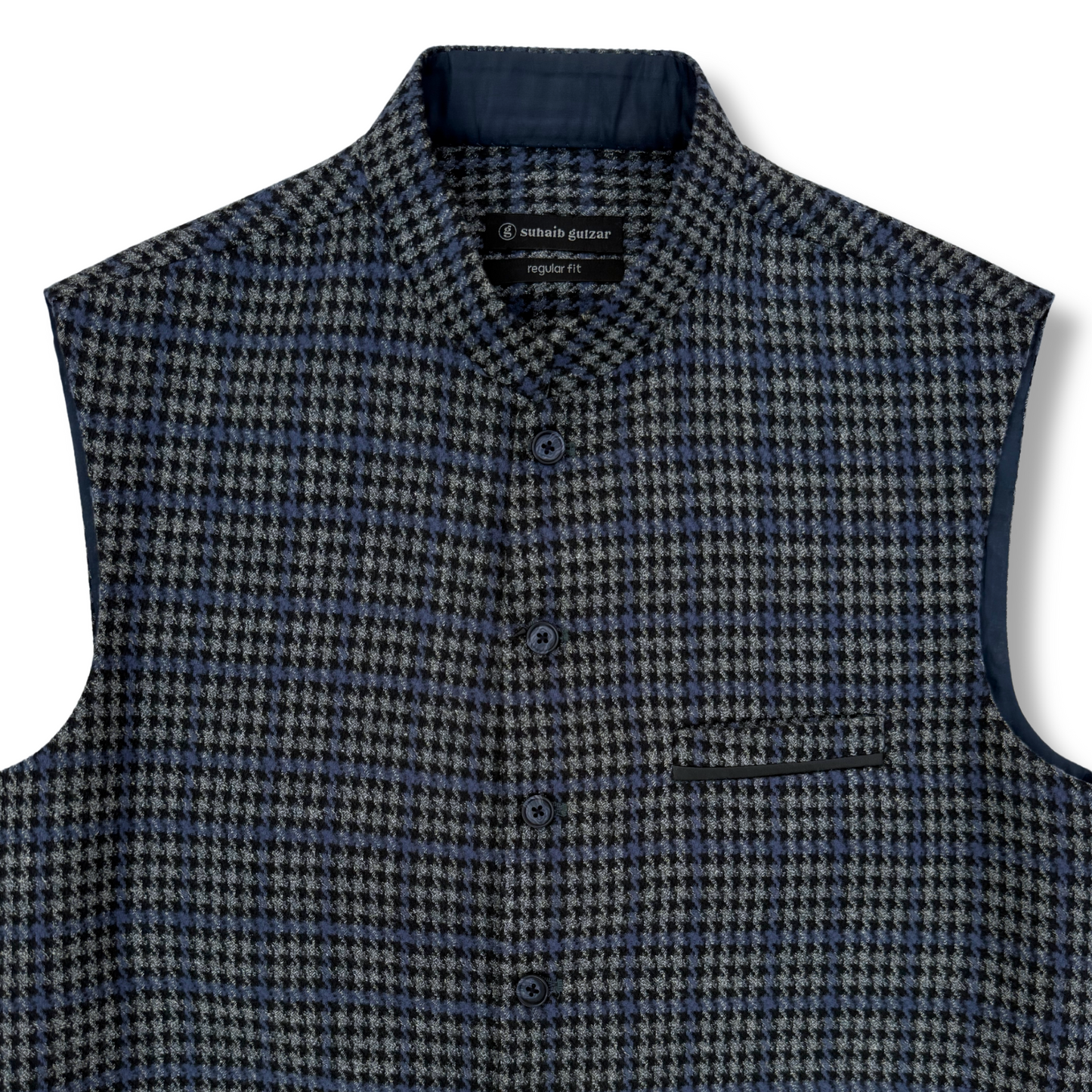 Men's Cyan Blue Wool Touch Waistcoat - 226004