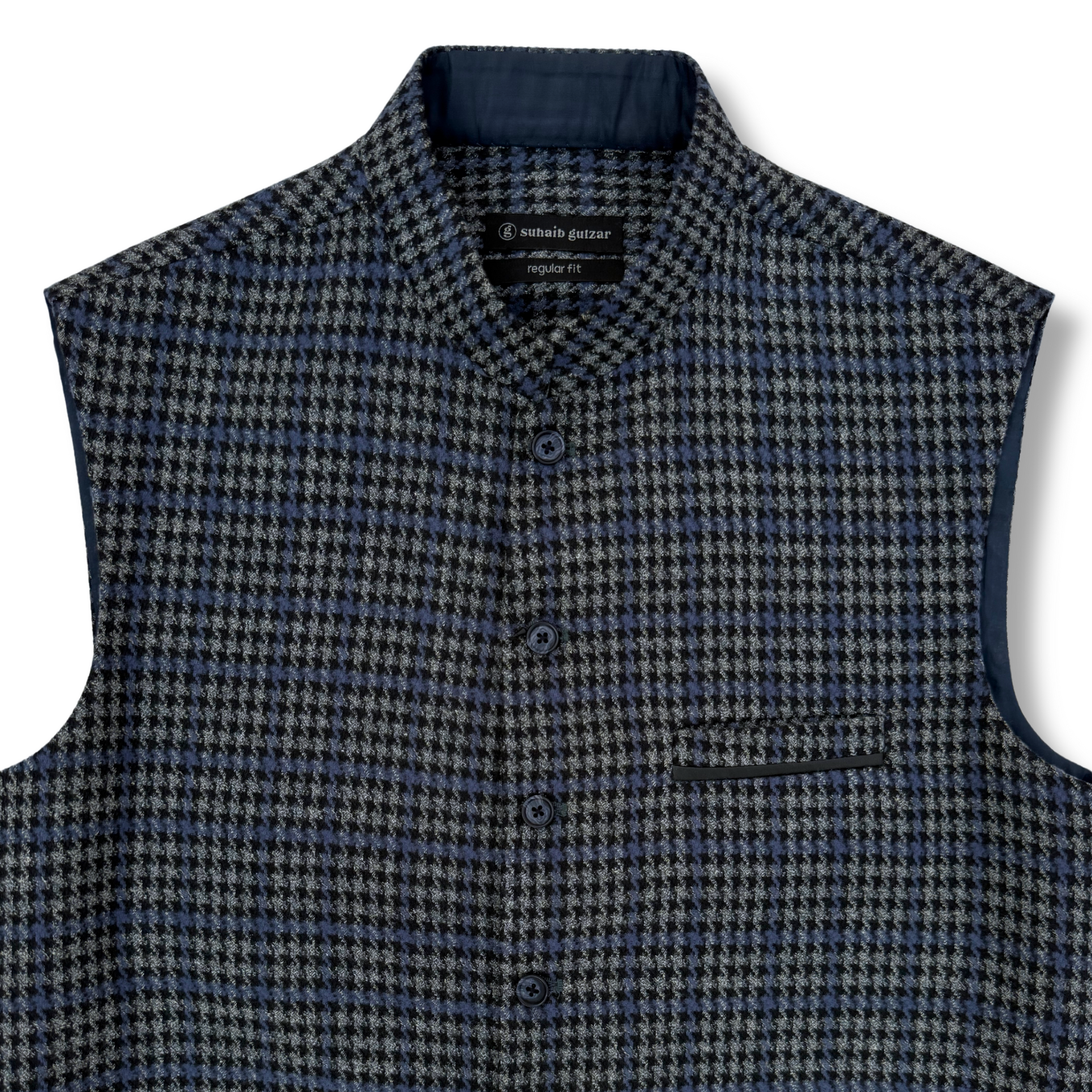 Men's Cyan Blue Wool Touch Waistcoat - 226004
