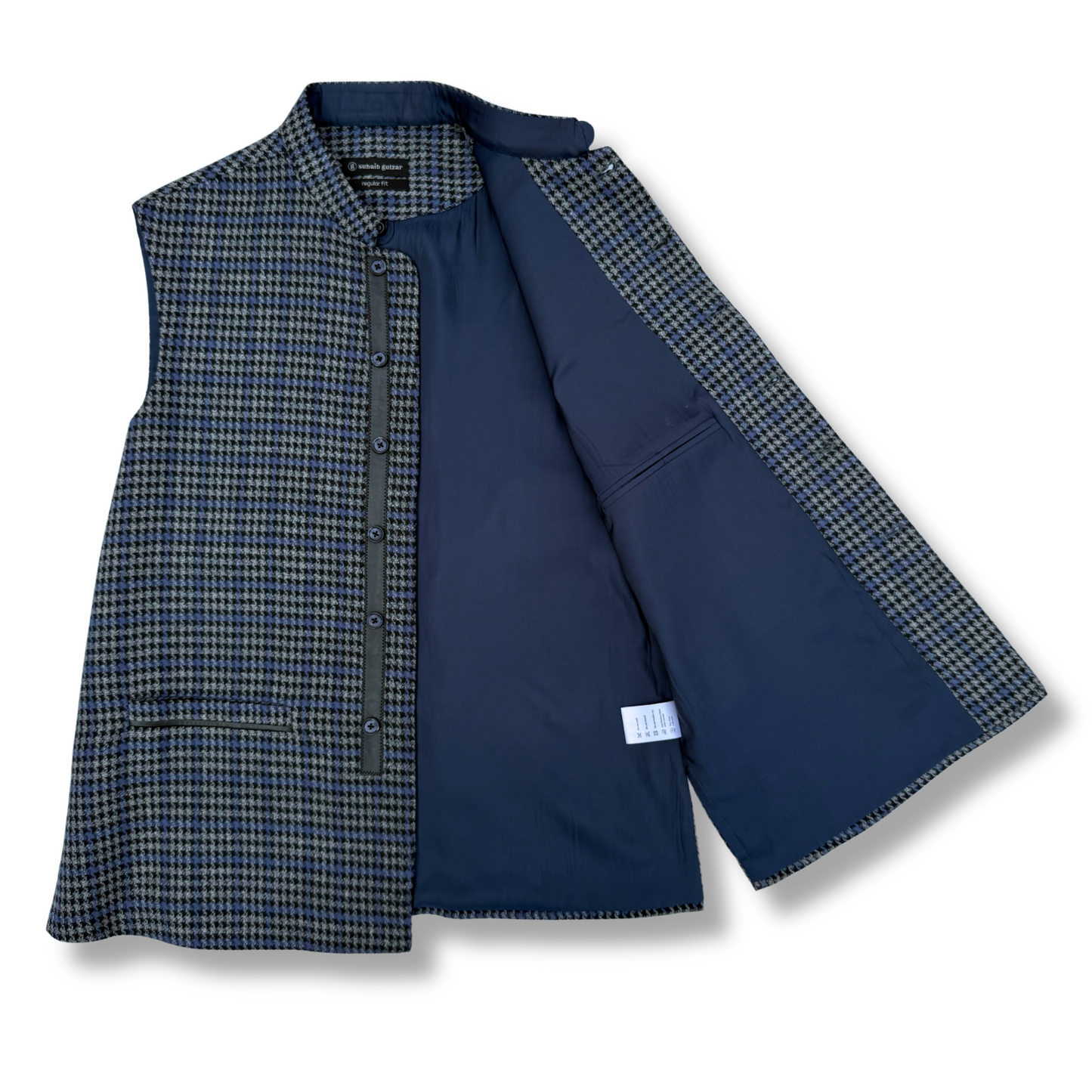 Men's Cyan Blue Wool Touch Waistcoat - 226004