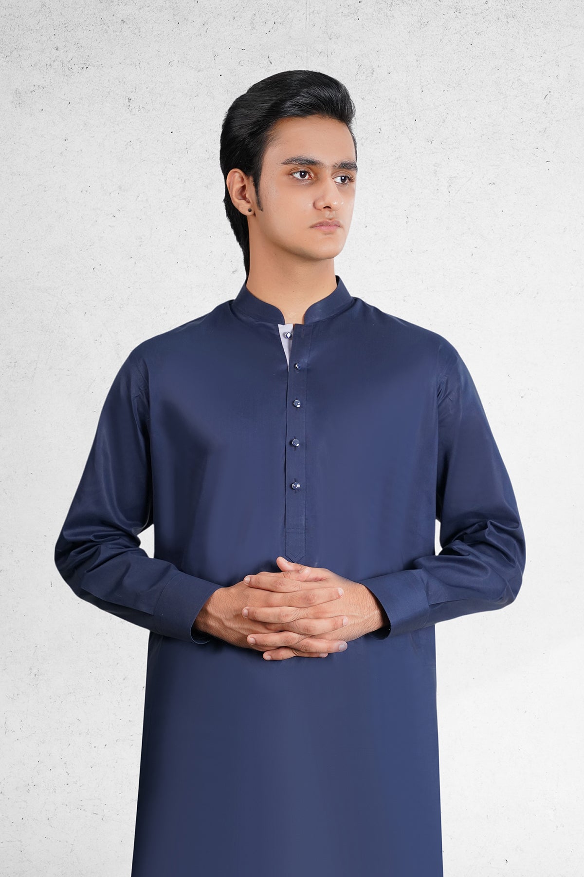 Men's Dark Blue Shalwar Kameez - 111030