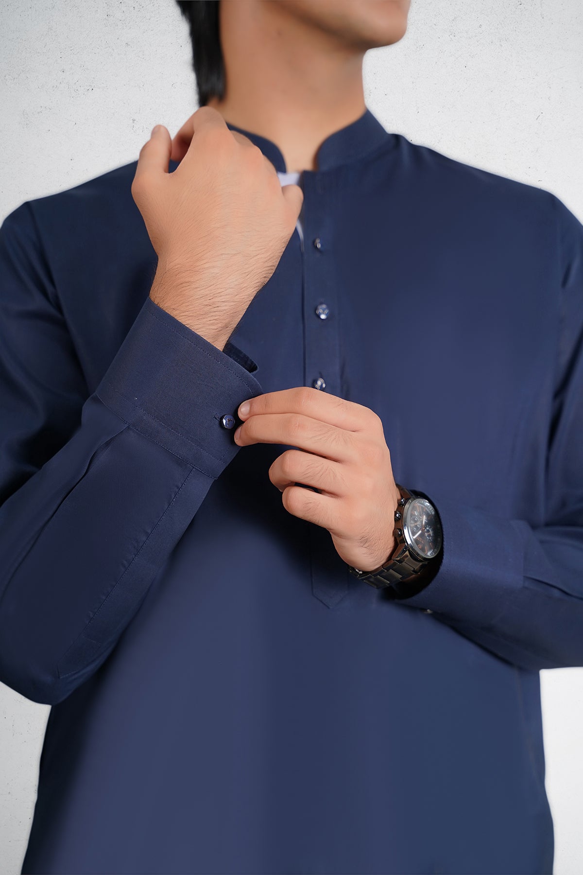 Men's Dark Blue Shalwar Kameez - 111030