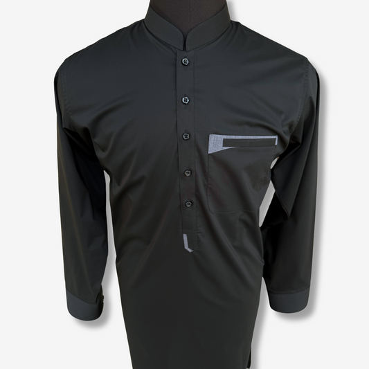 Men's Deep Black Cotton Shalwar Kameez - 111011