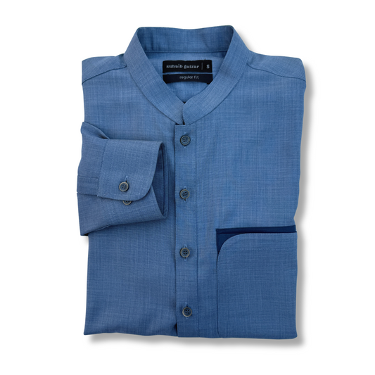 Men's Denim Blue Shalwar Kameez - 113004