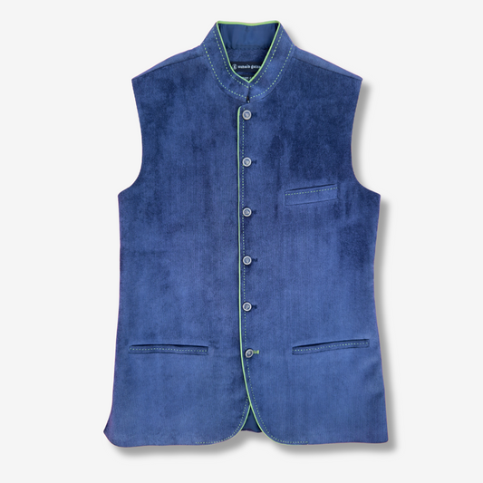 Men's Dusky Blue Corduroy Waistcoat - 224001