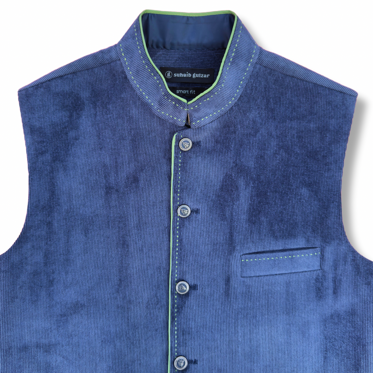 Men's Dusky Blue Corduroy Waistcoat - 224001