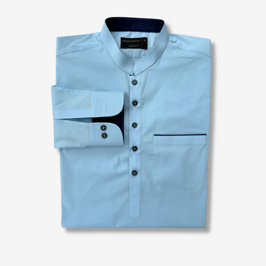 Men's Ferozi Blue Cotton Shalwar Kameez - 111018