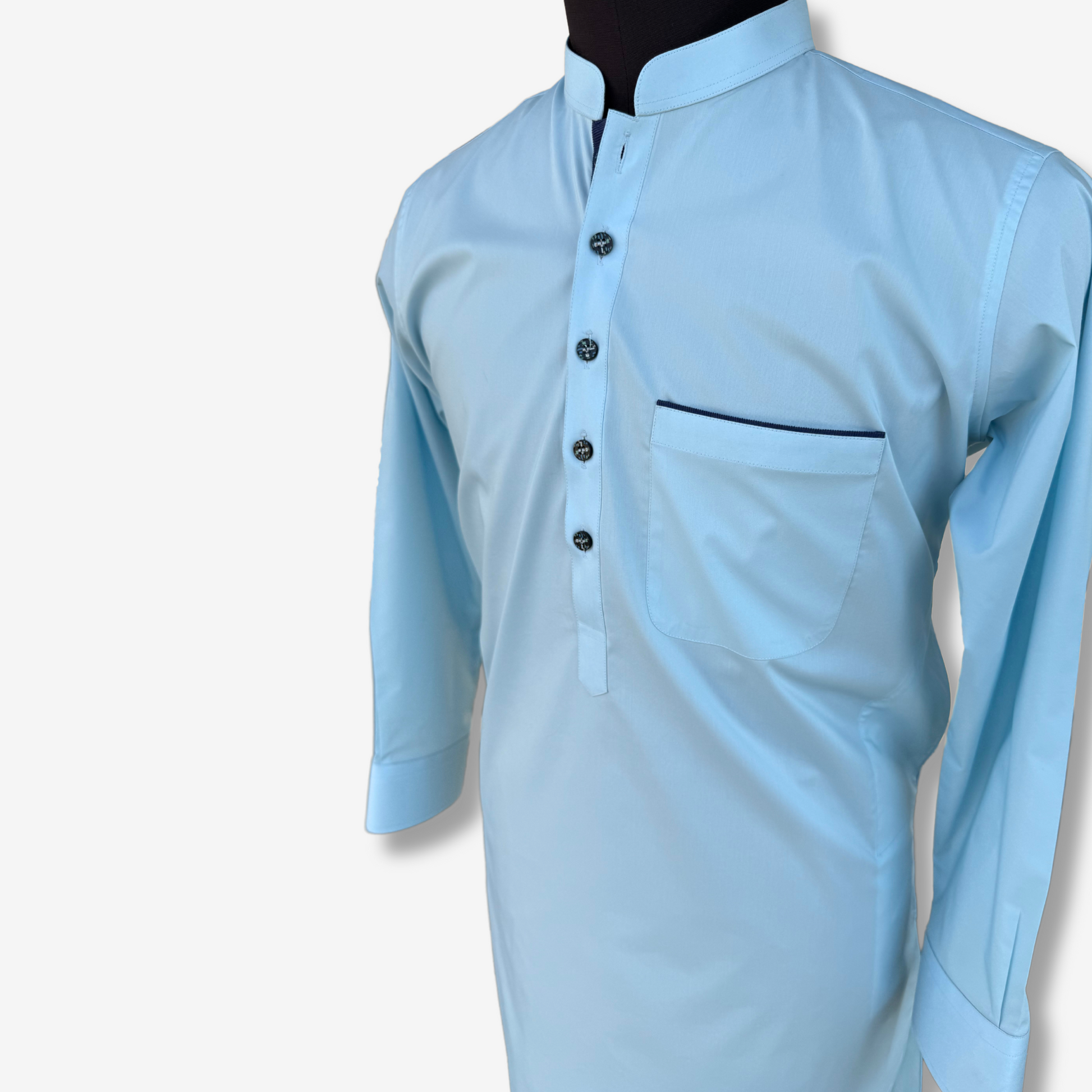 Men's Ferozi Blue Cotton Shalwar Kameez - 111018