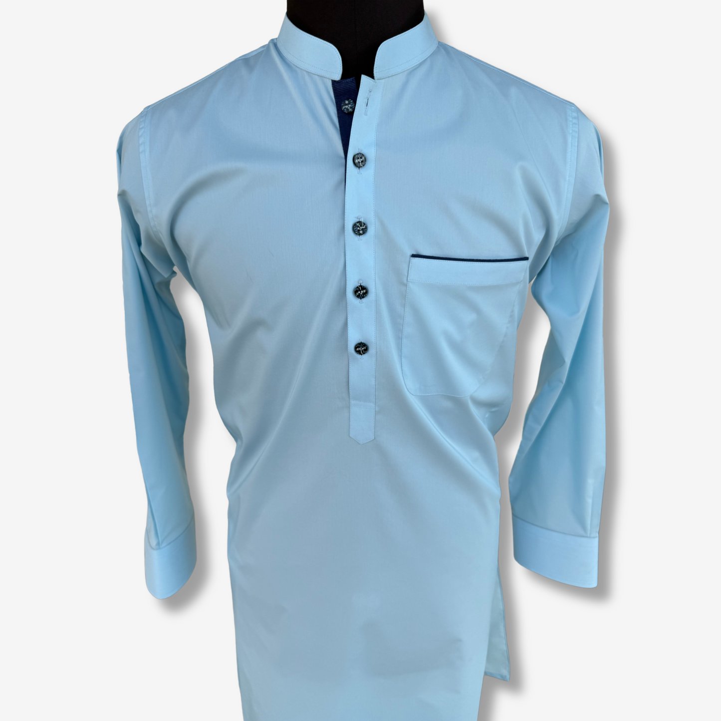 Men's Ferozi Blue Cotton Shalwar Kameez - 111018
