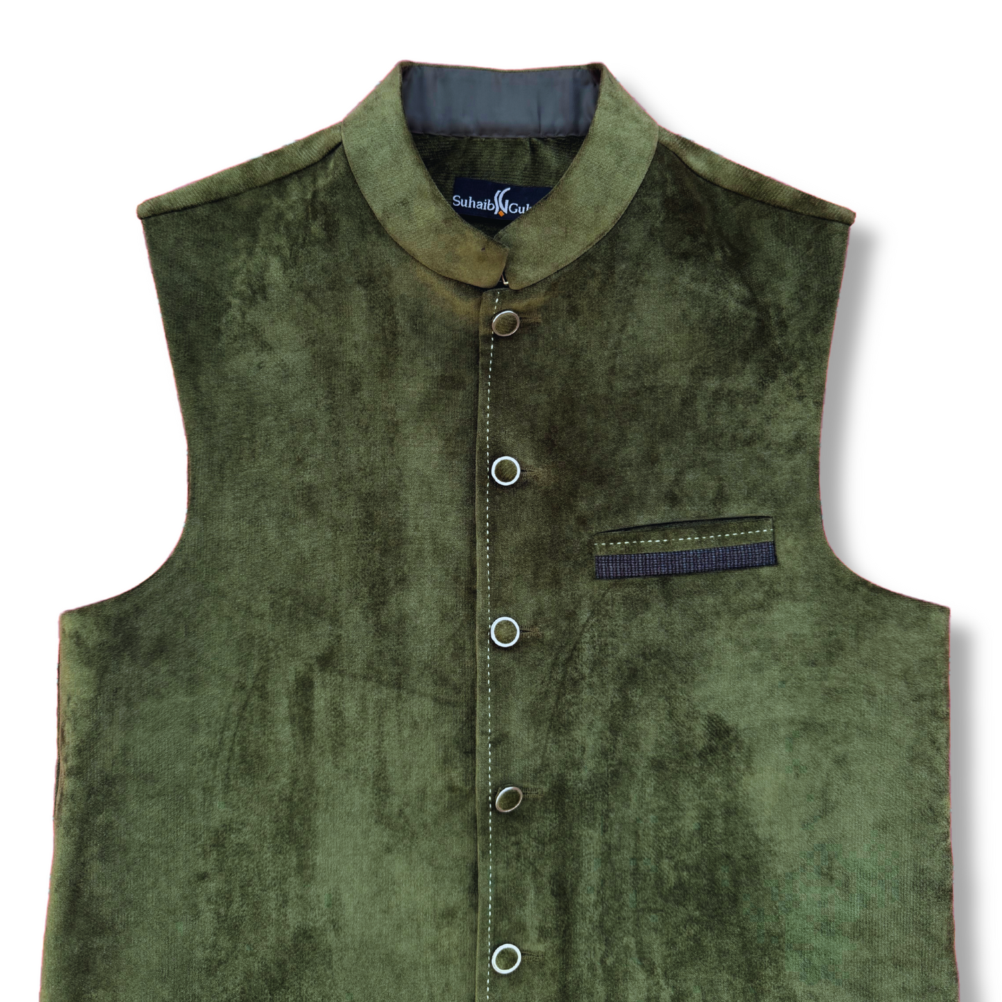 Men's Fuscous Green Corduroy Waistcoat - 224003
