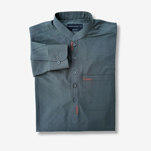 Men's Green Cyan Wash & Wear Shalwar Kameez - 112003