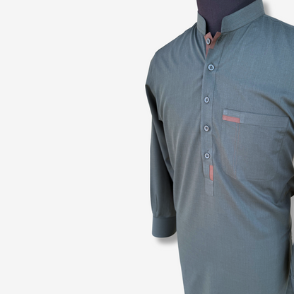 Men's Green Cyan Wash & Wear Shalwar Kameez - 112003