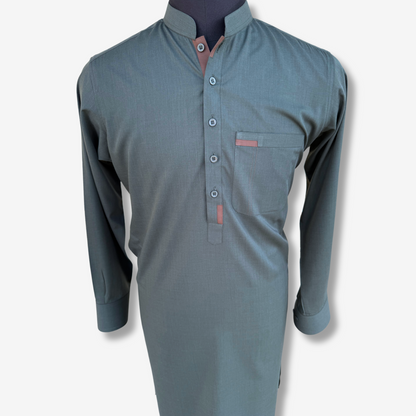 Men's Green Cyan Wash & Wear Shalwar Kameez - 112003