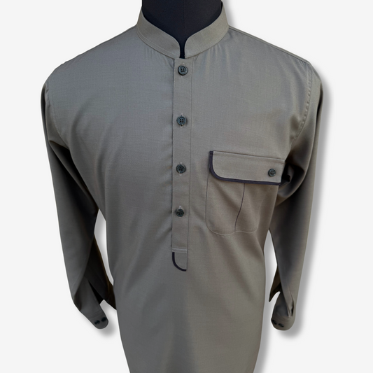 Men's Greyish Brown TR Shalwar Kameez - 113007
