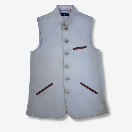 Men's Gull Gray Linen Waistcoat - 225006