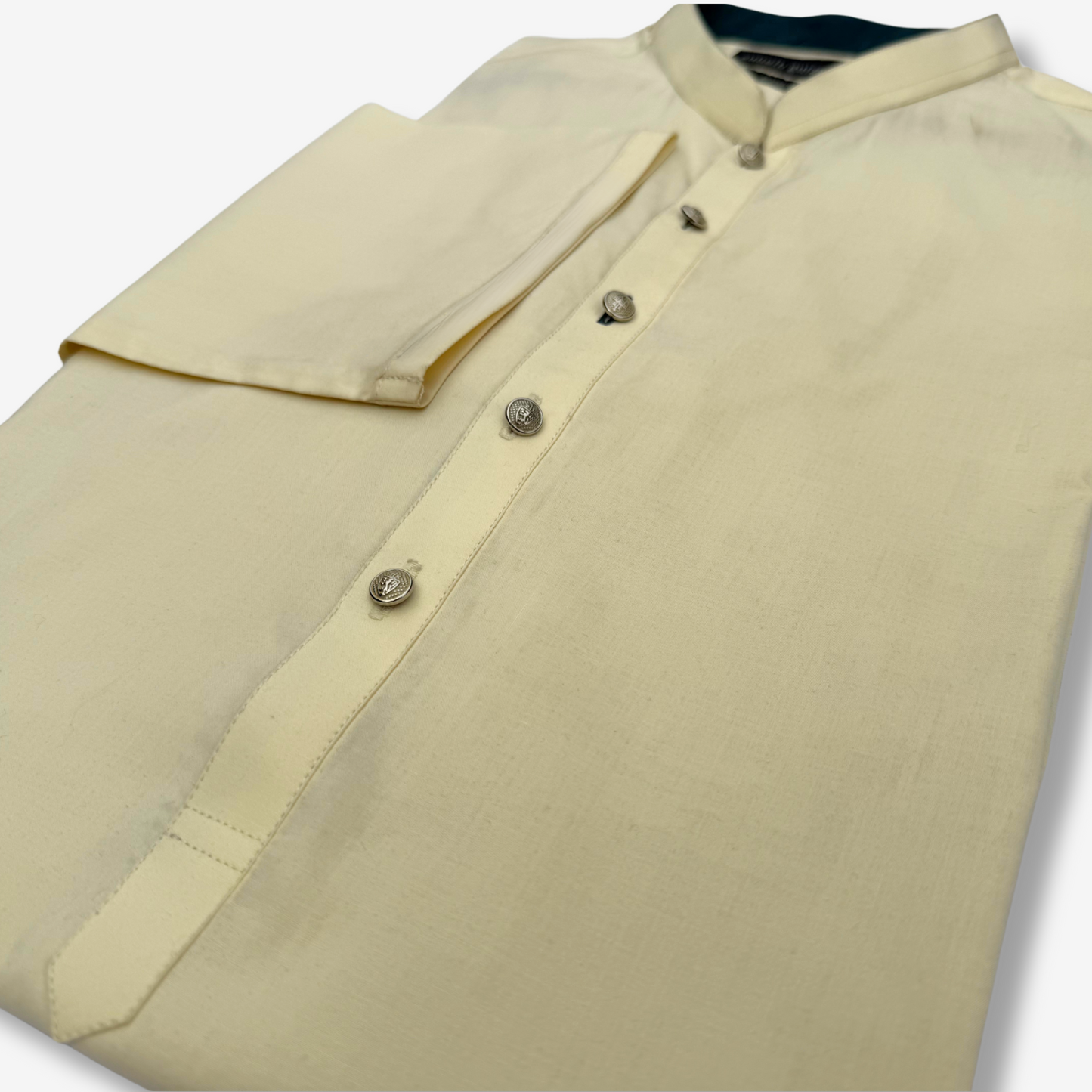 Men's Lemon Yellow Cotton Kurta - 551002