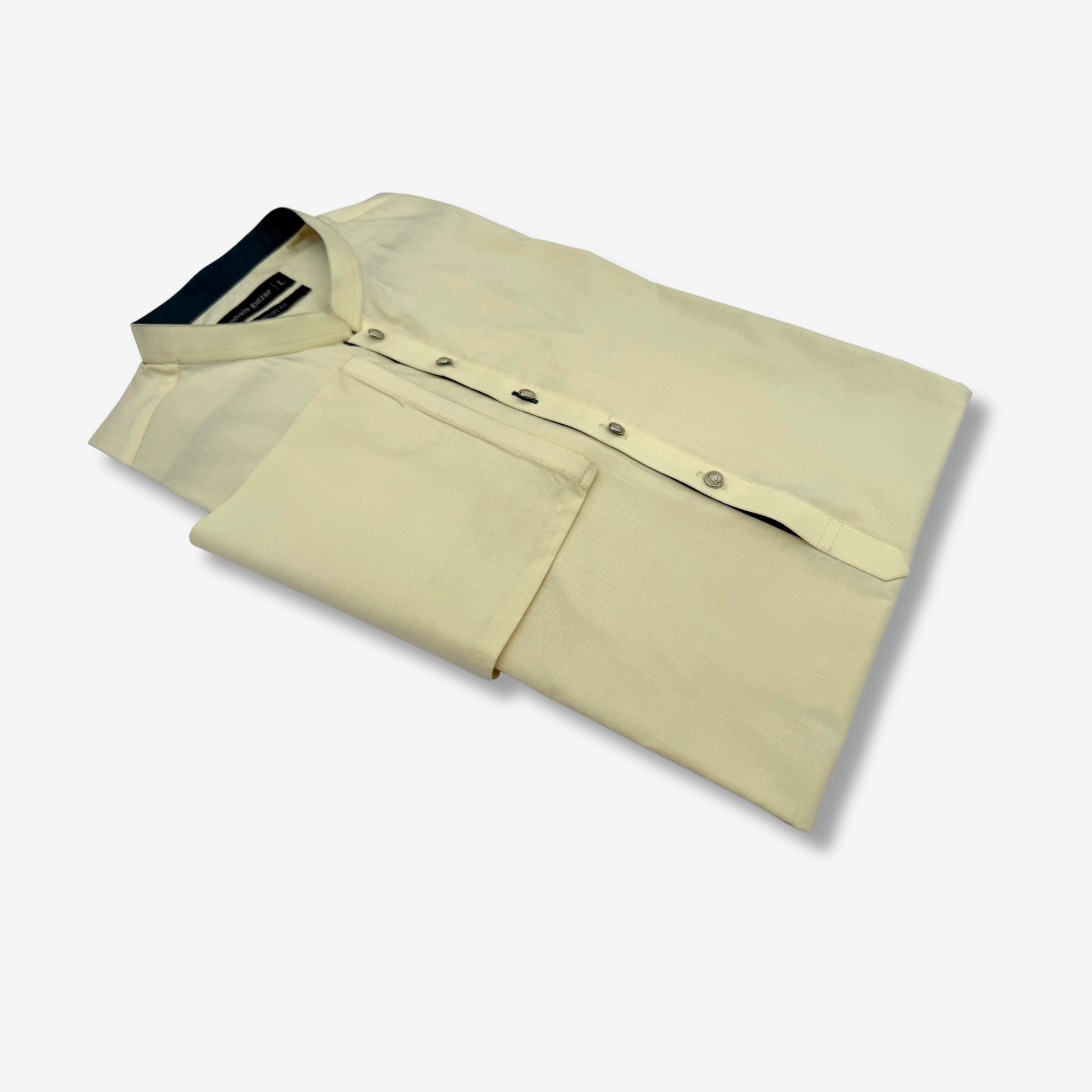 Men's Lemon Yellow Cotton Kurta - 551002