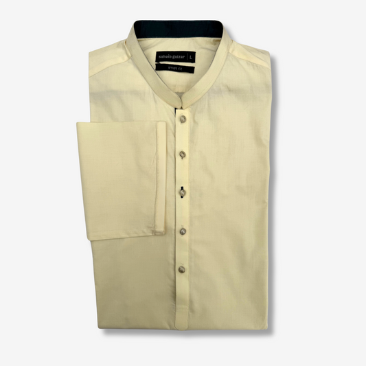 Men's Lemon Yellow Cotton Kurta - 551002
