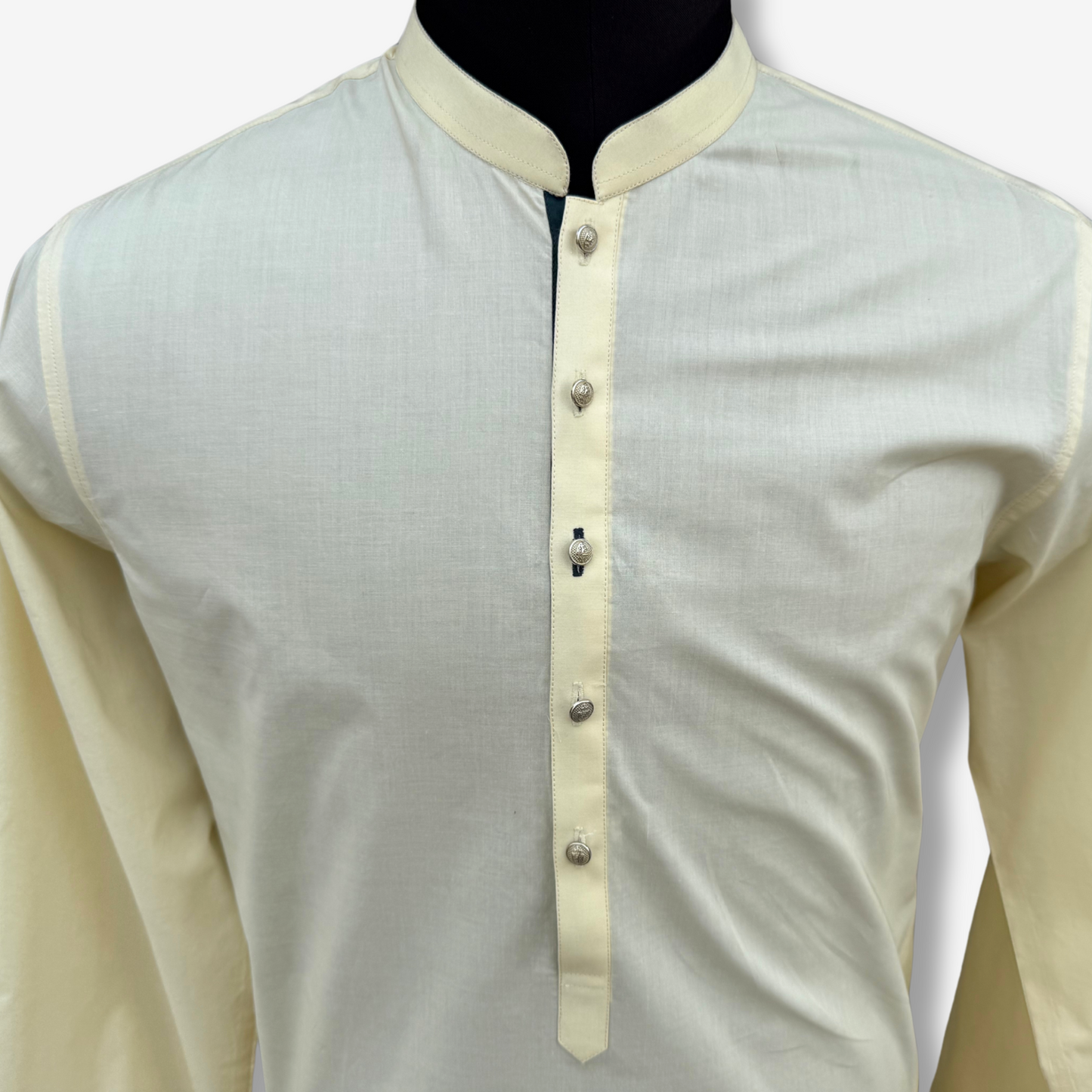 Men's Lemon Yellow Cotton Kurta - 551002