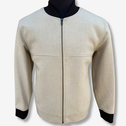 Men's Light Beige Bomber Jacket - 331002