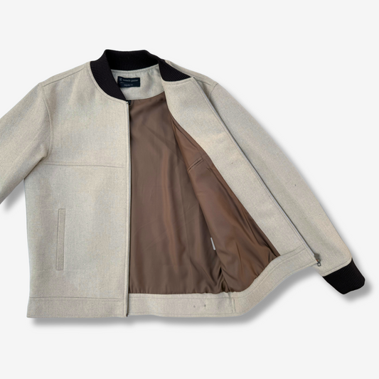 Men's Light Beige Bomber Jacket - 331002