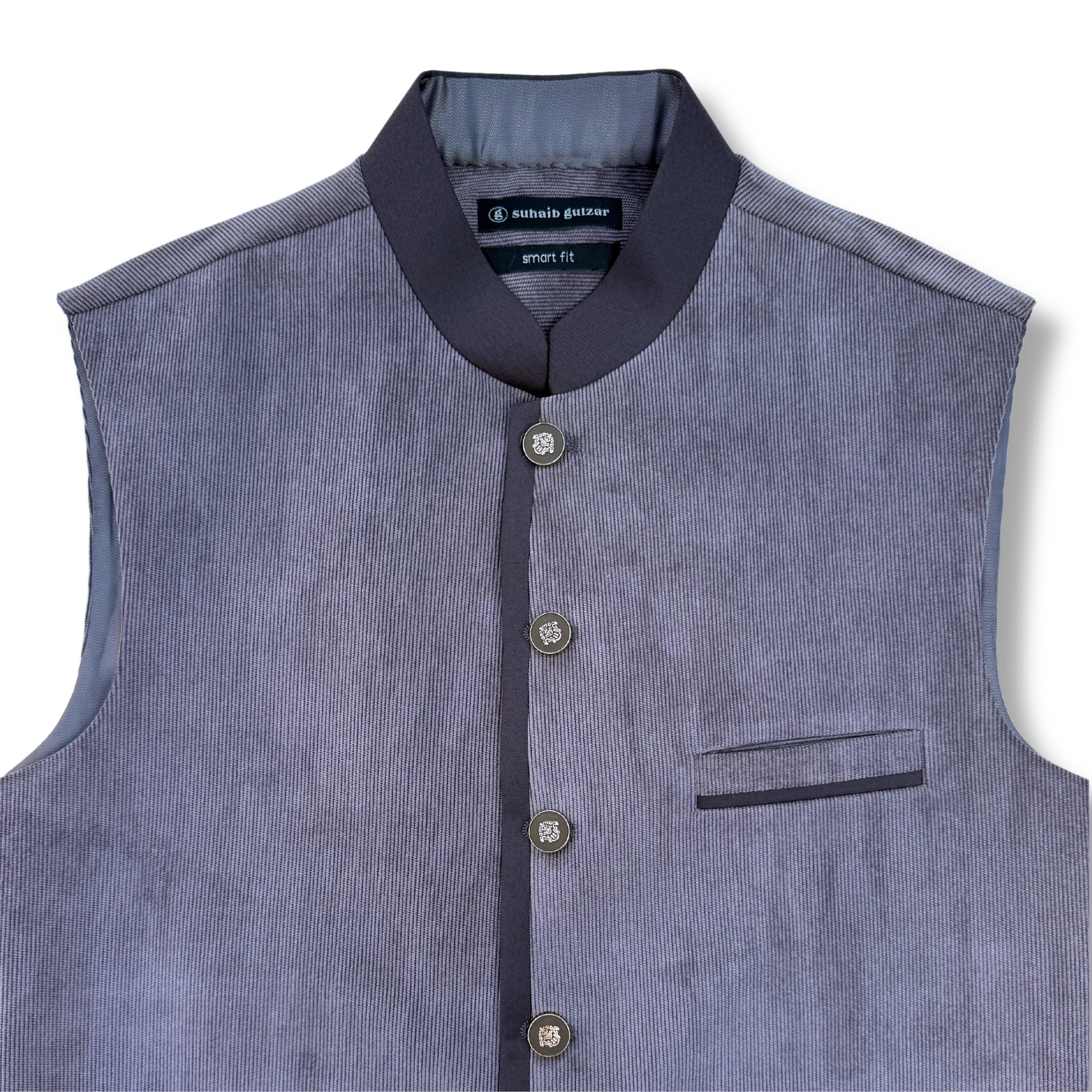 Men's Lilac Grey Corduroy Waistcoat - 224005