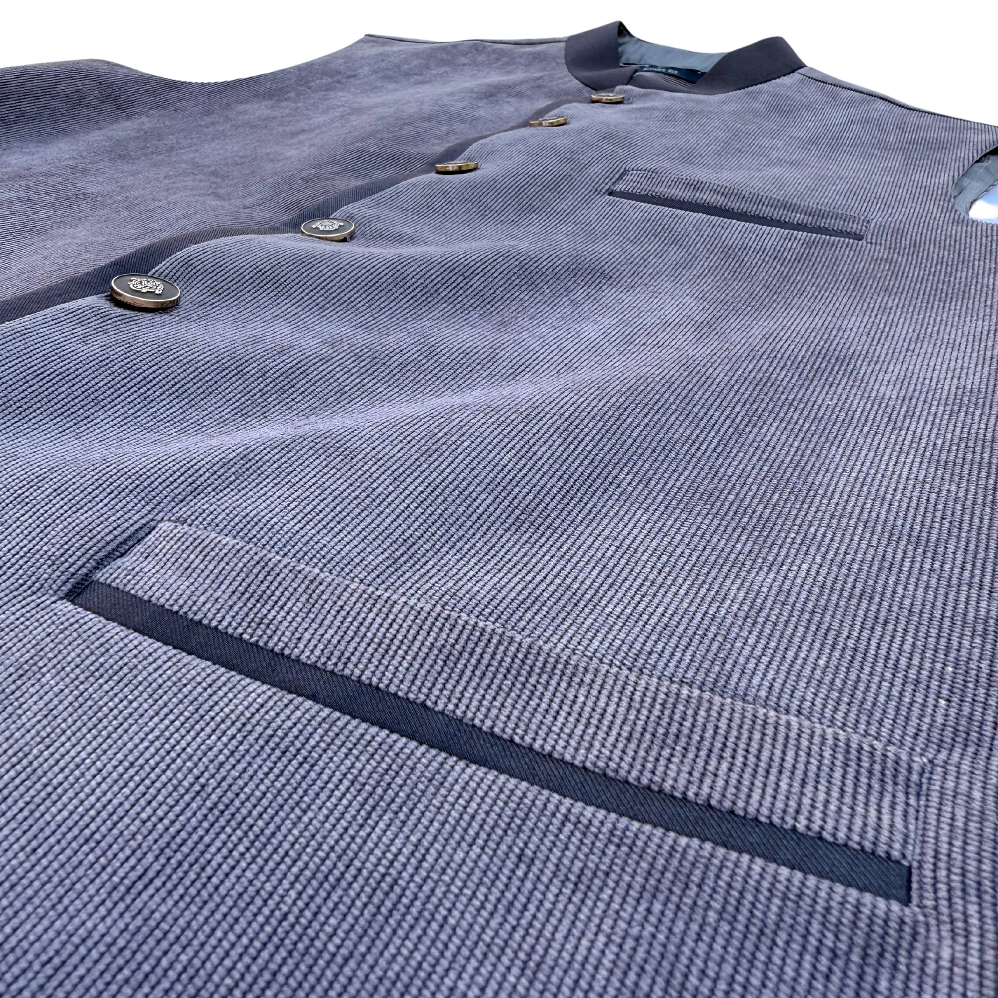 Men's Lilac Grey Corduroy Waistcoat - 224005