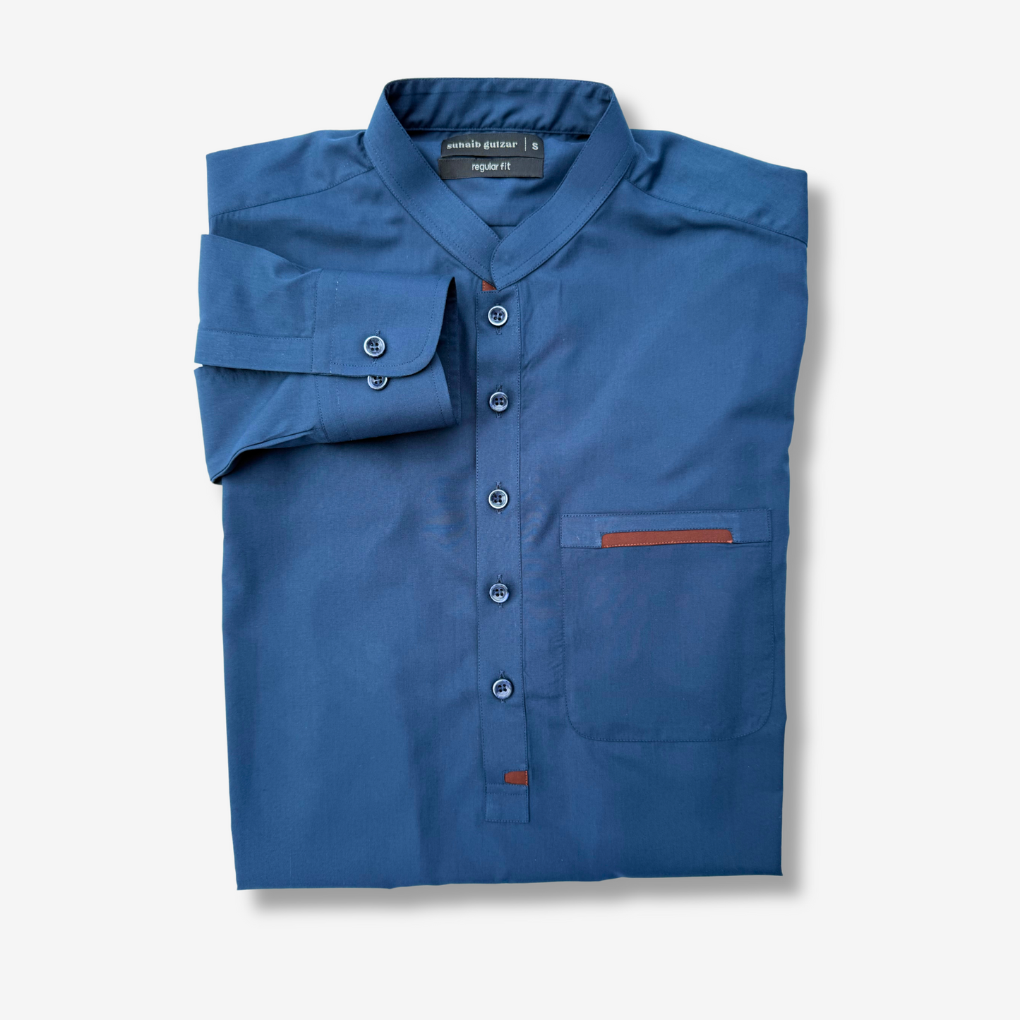 Men's Navy Blue Wash & Wear Shalwar Kameez - 112005
