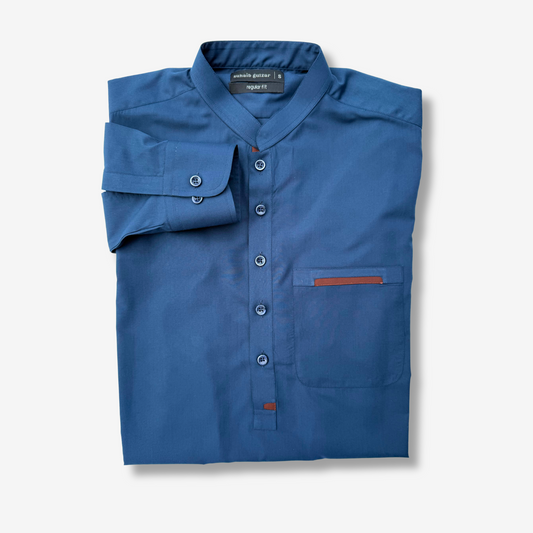 Men's Navy Blue Wash & Wear Shalwar Kameez - 112005