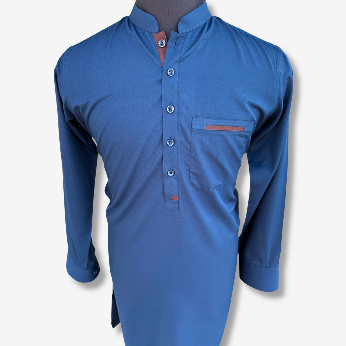 Men's Navy Blue Wash & Wear Shalwar Kameez - 112005