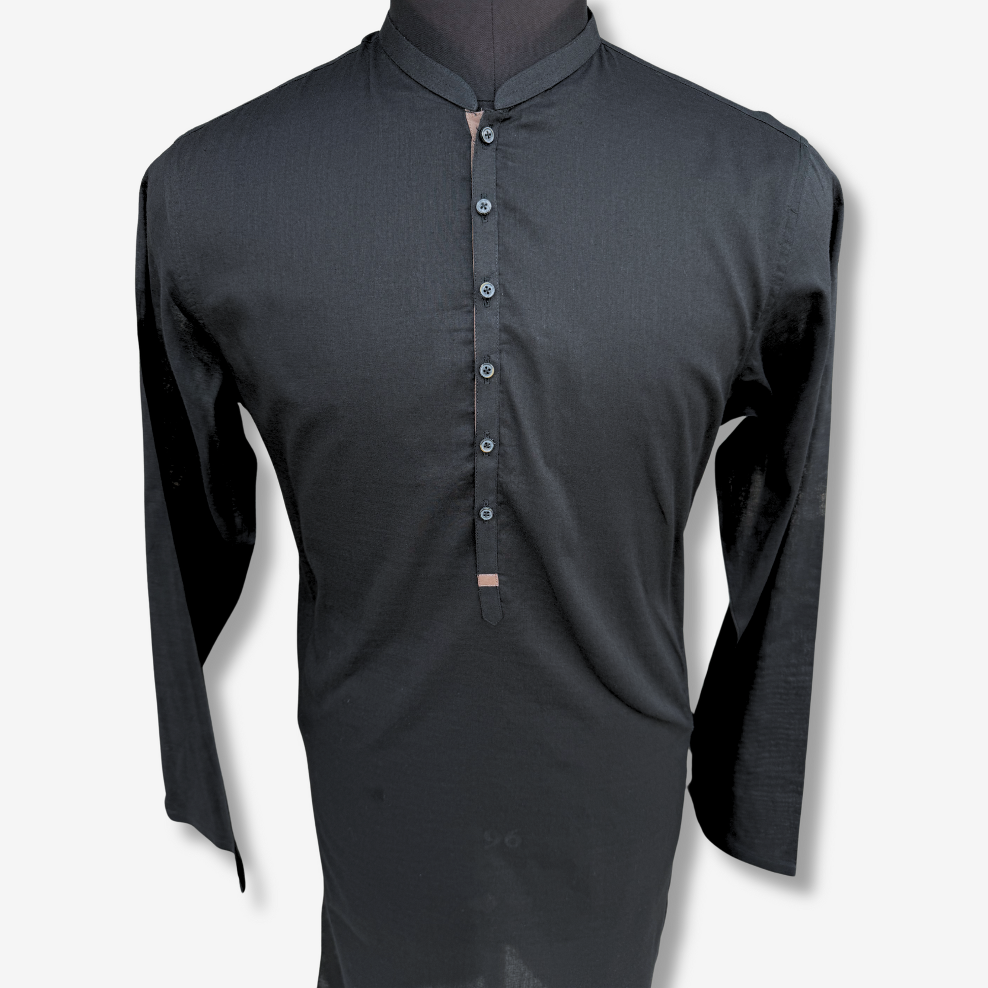 Men's Onyx Black Cotton Kurta - 551004