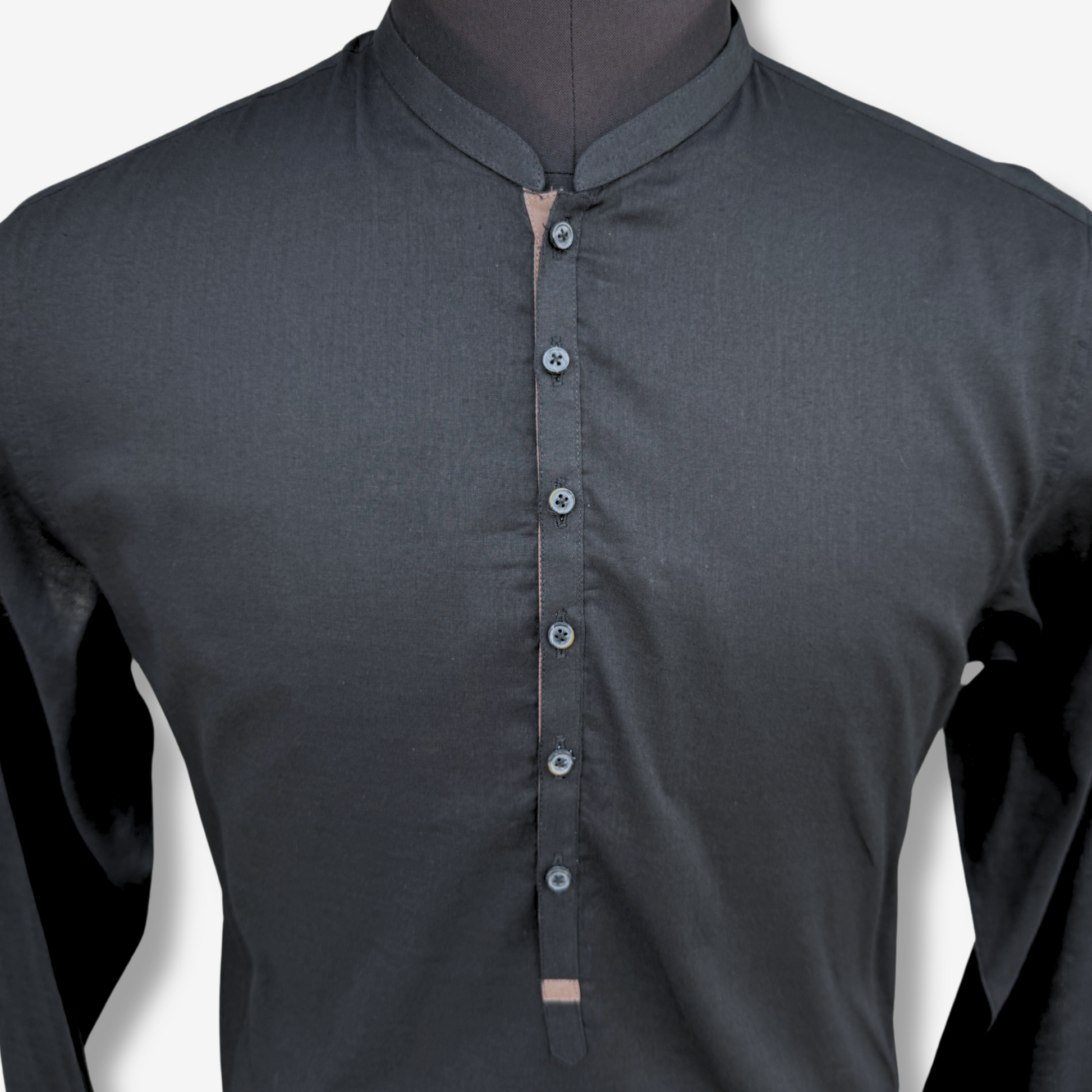 Men's Onyx Black Cotton Kurta - 551004