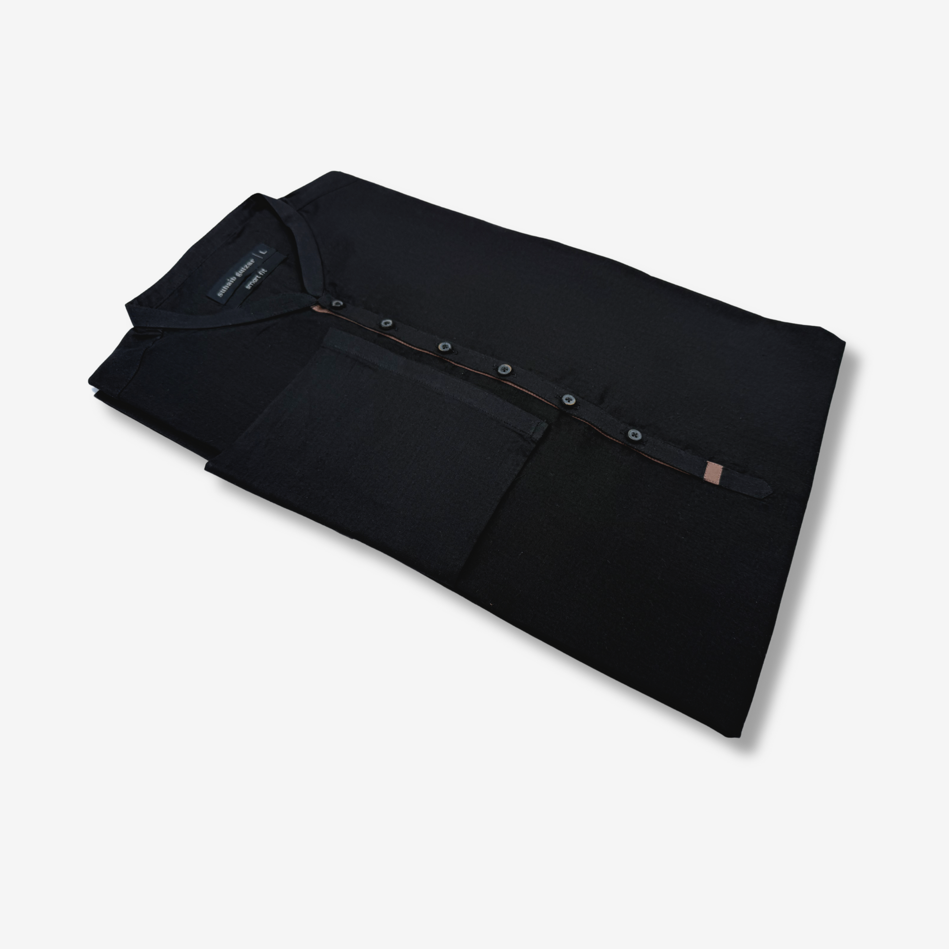 Men's Onyx Black Cotton Kurta - 551004
