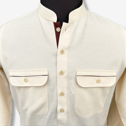 Men's Pale Yellow Irish Cotton Shalwar Kameez - 111003