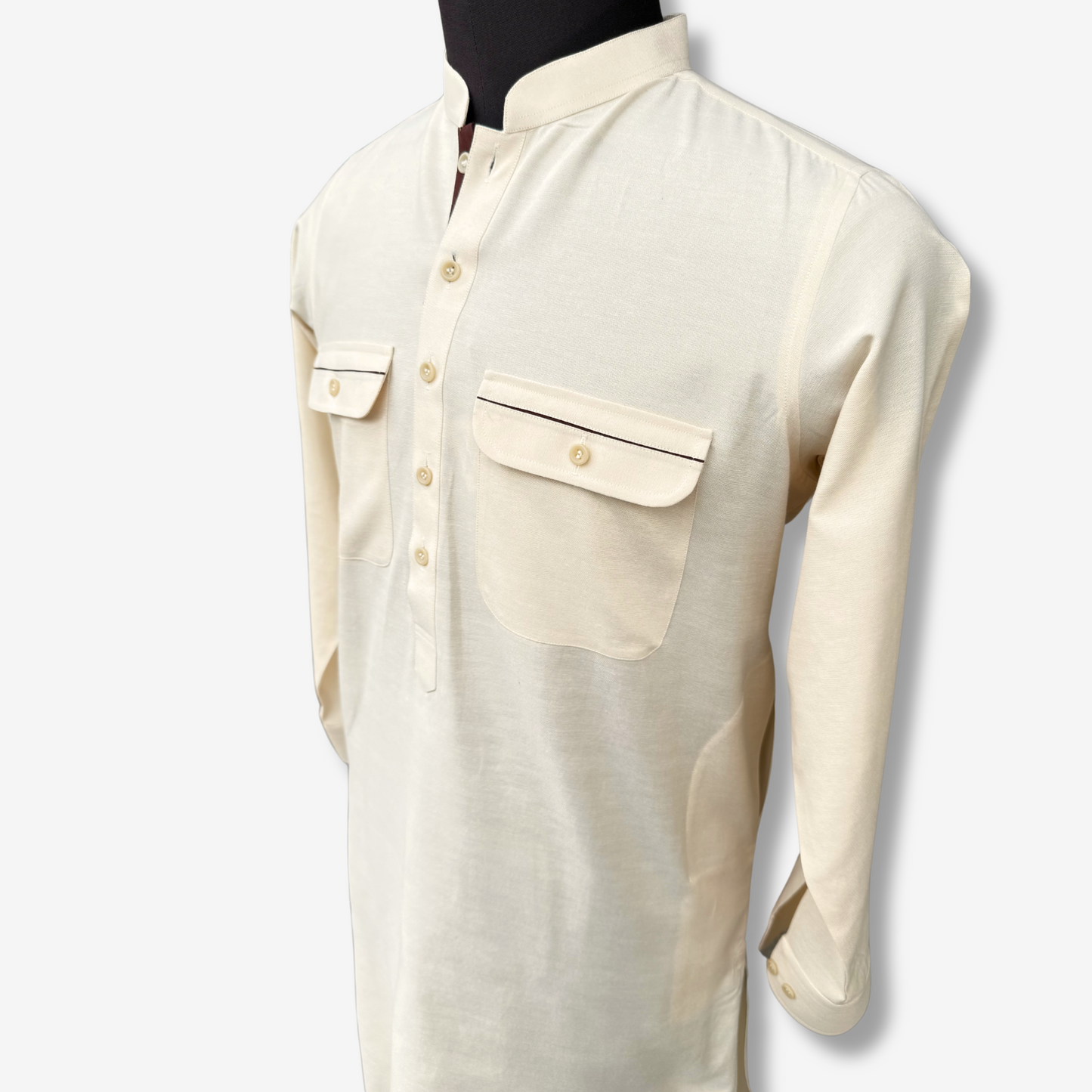 Men's Pale Yellow Irish Cotton Shalwar Kameez - 111003
