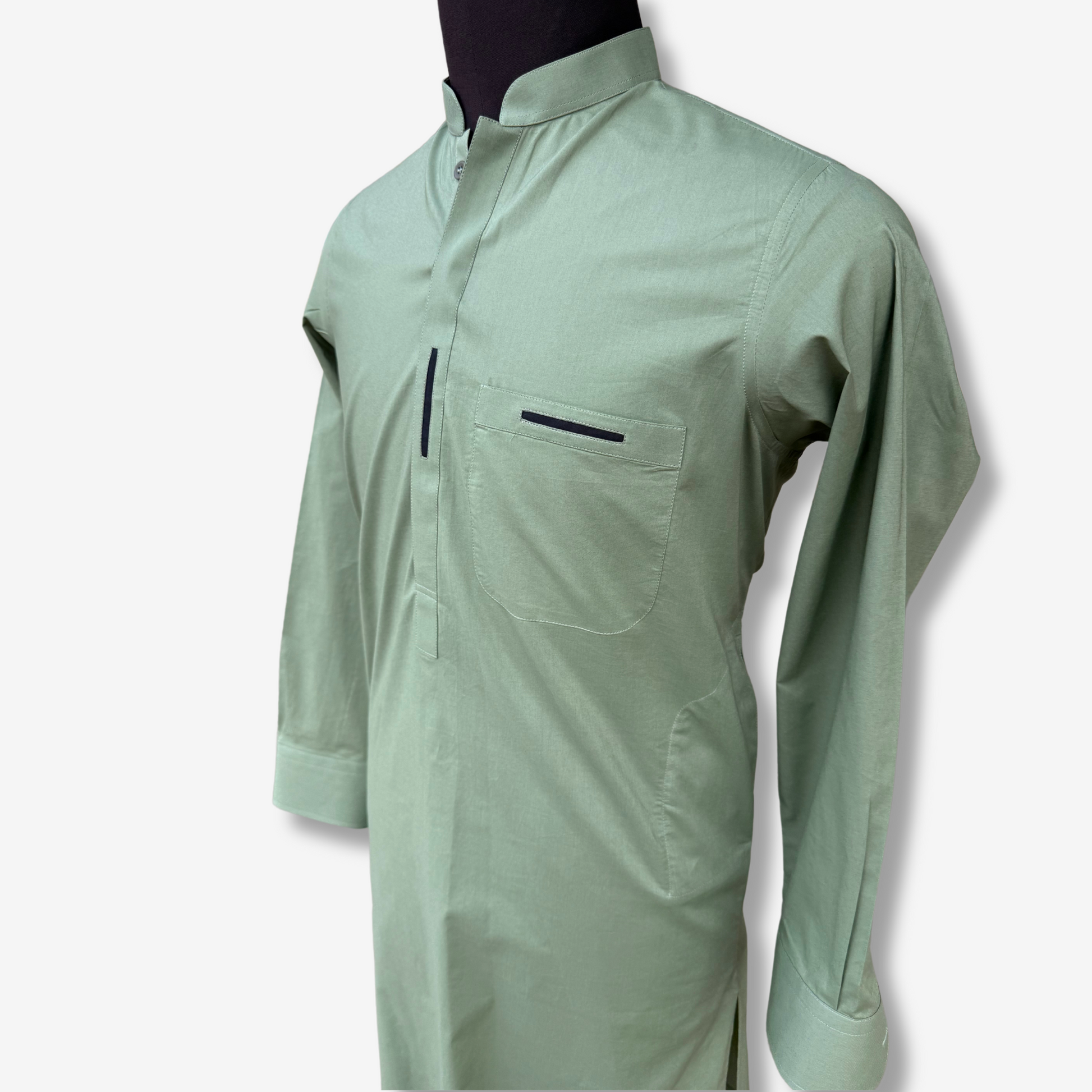 Men's Pastel Green Cotton Shalwar Kameez - 111001