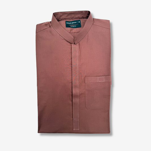 Men's Rust Brown Cotton Kurta - 551005